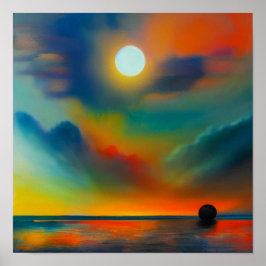 抽象芸術の夕日 ポスター