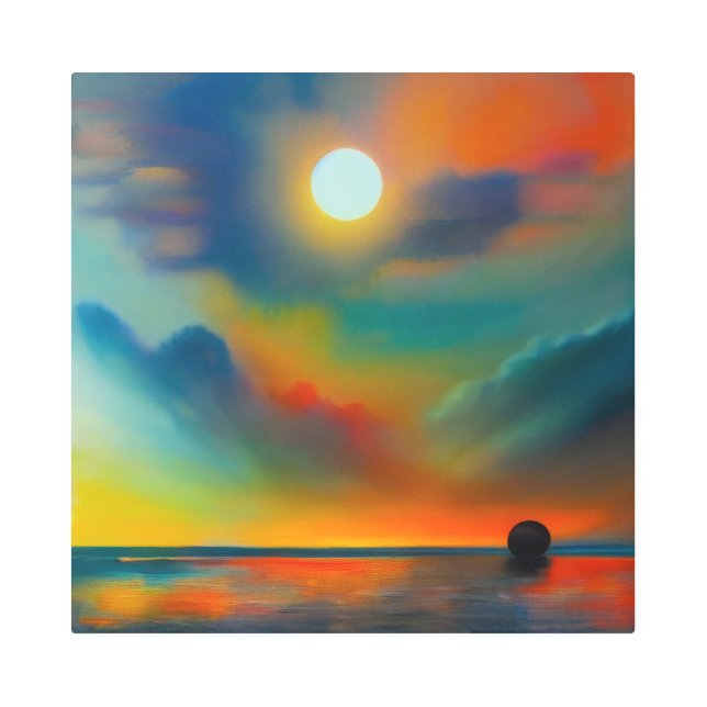 抽象芸術の夕日 メタルプリント