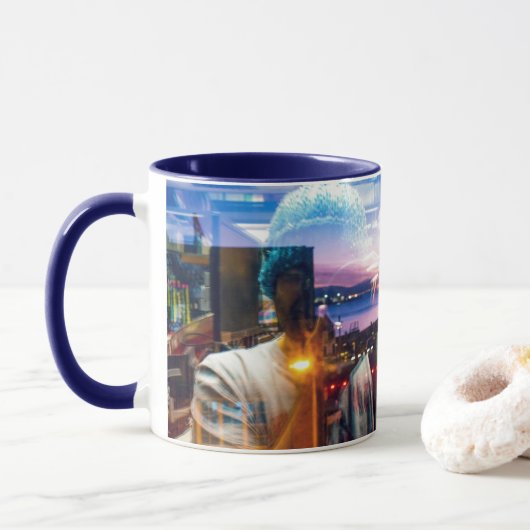 抽象芸術の夜明けの写真家 マグカップ (ドーナツ)