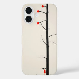 抽象芸術の夢のような小さな赤い女の子と木の覆い iPhone 16ケース