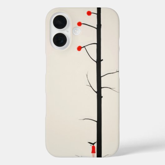 抽象芸術の夢のような小さな赤い女の子と木の覆い Case-Mate iPhoneケース (裏面)