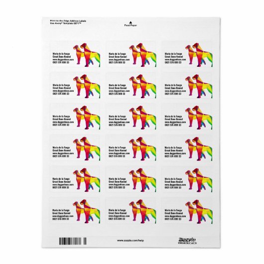 抽象芸術の大きな犬グレート・ダン ラベル (フルシート)