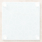 抽象芸術の大きな花が白いアヒルの卵の青 ガラスコースター (裏面)