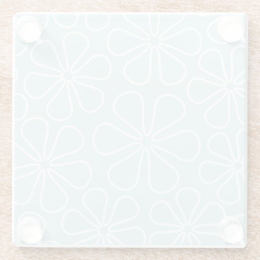 抽象芸術の大きな花が白いアヒルの卵の青 ガラスコースター (裏面)