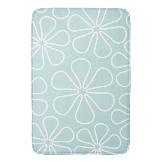 抽象芸術の大きな花が白いアヒルの卵の青 バスマット (正面縦)