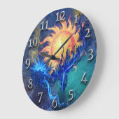 抽象芸術の太陽と火 ラージ壁時計 (傾斜)
