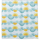 抽象芸術の太陽と雲の曲線 シャワーカーテン (正面)