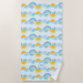 抽象芸術の太陽と雲の曲線 ビーチタオル (正面)