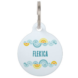 抽象芸術の太陽と雲の曲線 ペット　ネームタグ