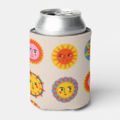 抽象芸術の太陽:民族的シームレスなパターン。 缶クーラー (缶正面)