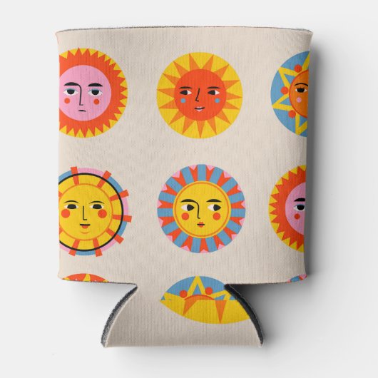 抽象芸術の太陽:民族的シームレスなパターン。 缶クーラー (正面)