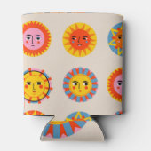 抽象芸術の太陽:民族的シームレスなパターン。 缶クーラー (裏面)