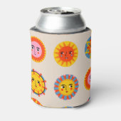 抽象芸術の太陽:民族的シームレスなパターン。 缶クーラー (缶裏面)