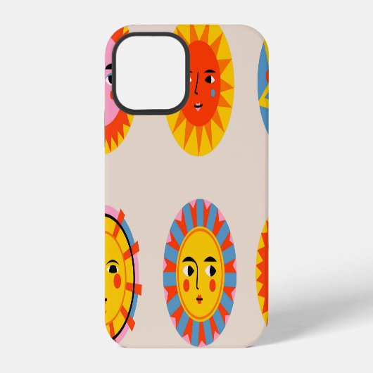 抽象芸術の太陽:民族的シームレスなパターン。 iPhoneケース (裏面)