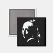 抽象芸術の女の子（パールイヤリング） マグネット (正面/裏面)