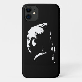 抽象芸術の女の子(パールイヤリング) iPhone 11 ケース