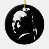 抽象芸術の女の子（パール・イヤリング） セラミックオーナメント (正面)