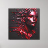 抽象芸術の女性の顔アルマイト赤 キャンバスプリント (正面)