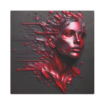 抽象芸術の女性の顔アルマイト赤