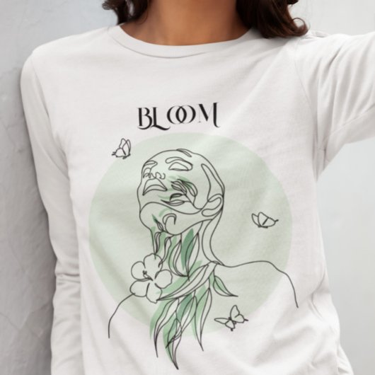 抽象芸術の女性ラインアート自然、トーン Tシャツ