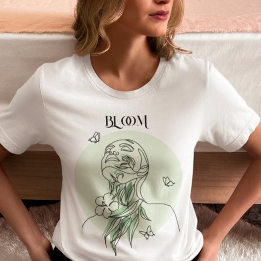 抽象芸術の女性ラインアート自然、トーン Tシャツ