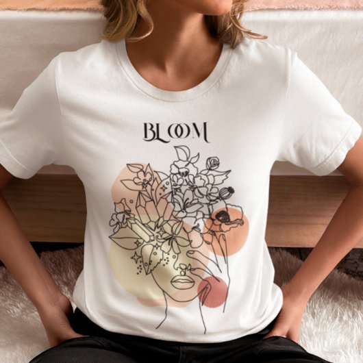 抽象芸術の女性ラインアート自然、トーン Tシャツ