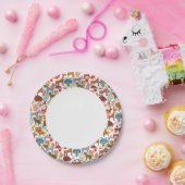 抽象芸術の子と動物のパターン ペーパープレート (パーティー)