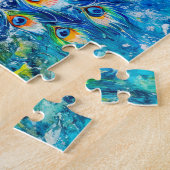 抽象芸術の孔雀と雪と花春 ジグソーパズル (側面)