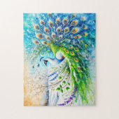 抽象芸術の孔雀と雪と花春 ジグソーパズル (縦)