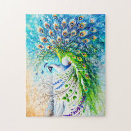 抽象芸術の孔雀と雪と花春 ジグソーパズル