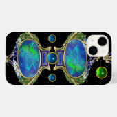抽象芸術の宝石による青い緑のオパール効果 Case-Mate iPhoneケース (裏面 (横))