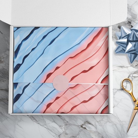 抽象芸術の層状ネクタイ染色ブルーピンク工芸品 薄葉紙