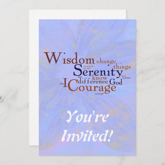 抽象芸術の平静の祈りの言葉Wordle 招待状 (正面/裏面)