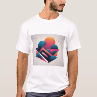 抽象芸術の幾何学模様：色と形のバースト Tシャツ