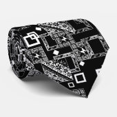 抽象芸術の幾何学白方形状黒いパターン ネクタイ (ロール)