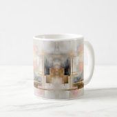 抽象芸術の幾何学的なアートのピンクグレーと金ゴールド#3 コーヒーマグカップ (正面右)