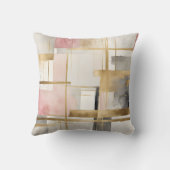 抽象芸術の幾何学的なアートのピンクグレーと金ゴールド#4 クッション (裏面)