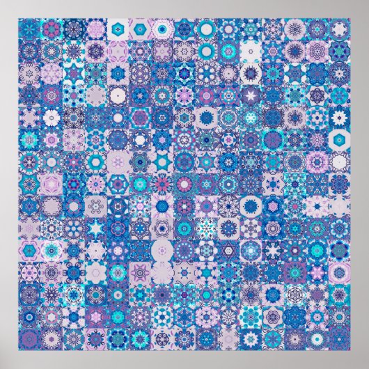 抽象芸術の幾何学的な形状と花、シームレスなpa ポスター (正面)