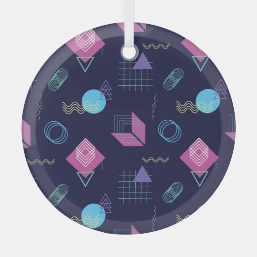 抽象芸術の幾何学的パターン、線の形状。 ガラスオーナメント (正面)