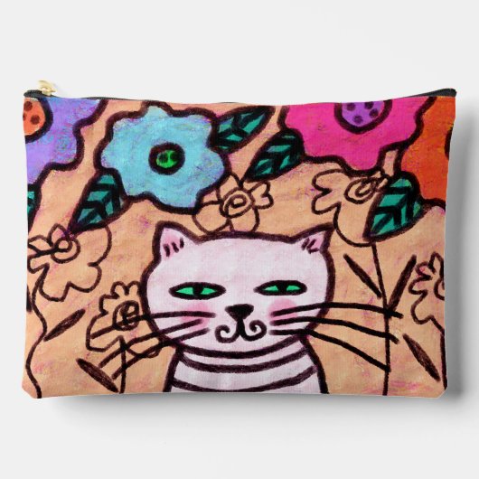 抽象芸術の庭の子猫 アクセサリーポーチ (正面)