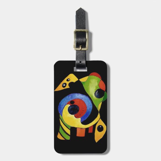 抽象芸術の形状とはっきりした色 ラゲッジタグ (正面縦)
