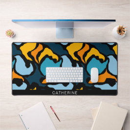 抽象芸術の形状アート黒 デスクマット