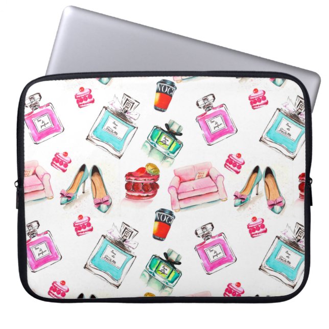 抽象芸術の循環《写真》ぼけ味背景Christmaslig ラップトップスリーブ (正面)