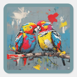 抽象芸術の愛：愛の鳥 スクエアシール
