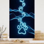 抽象芸術の手の印刷波形パターン ポスター (キッチン)