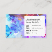 抽象芸術の手の絵を描水色の飛び散り 名刺 (裏面)