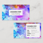 抽象芸術の手の絵を描水色の飛び散り 名刺 (正面/裏面)