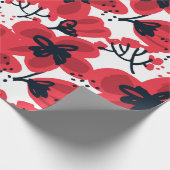 抽象芸術の手描きの赤い花の継ぎ目のない模様 ラッピングペーパー (角)