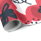 抽象芸術の手描きの赤い花の継ぎ目のない模様 ラッピングペーパー (ロールコーナー)