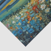 抽象芸術の日の出のワイルドフラワー青、白、赤 薄葉紙 (詳細)